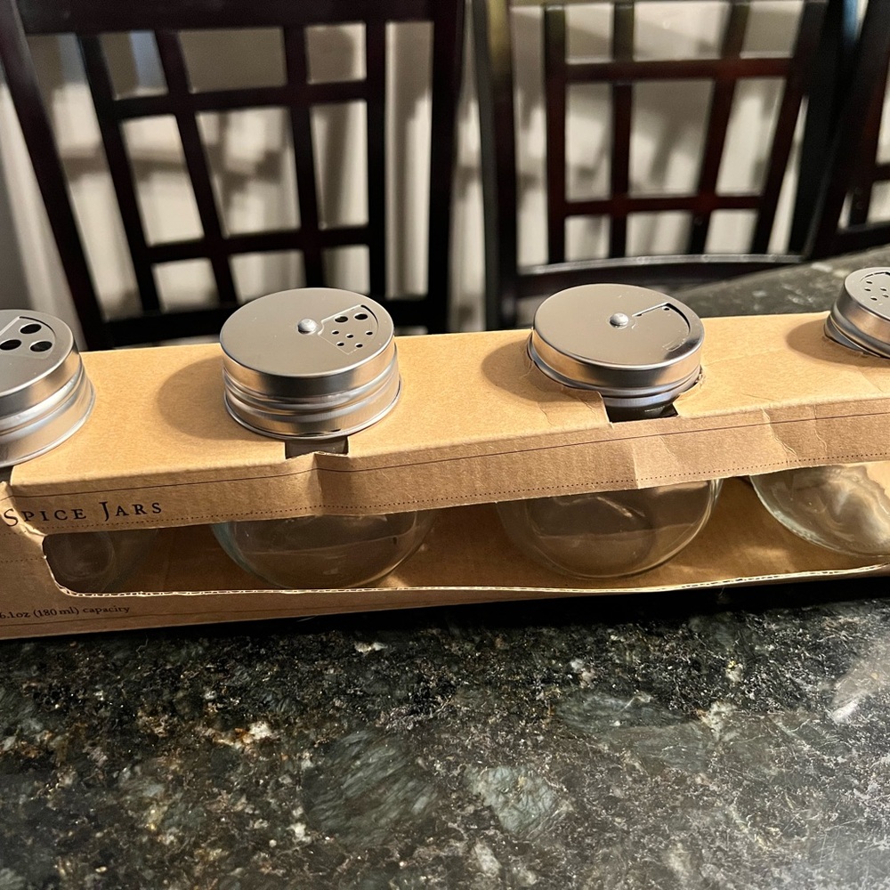 Cost Plus World Market Glass Spice Jars with Silver Lids